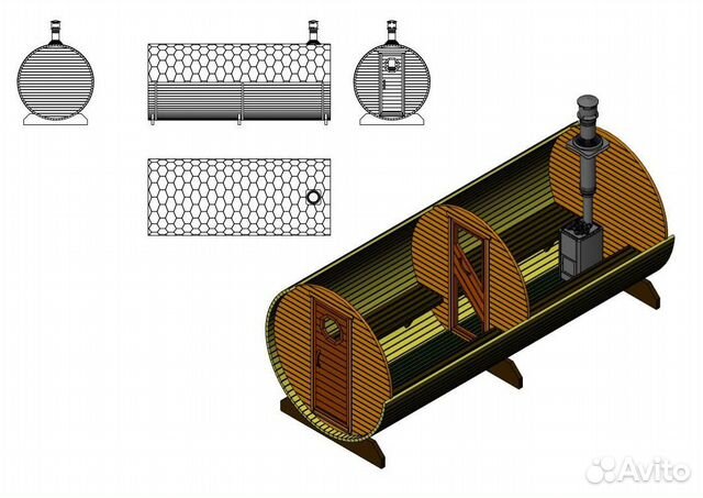 Баня бочка чертежи