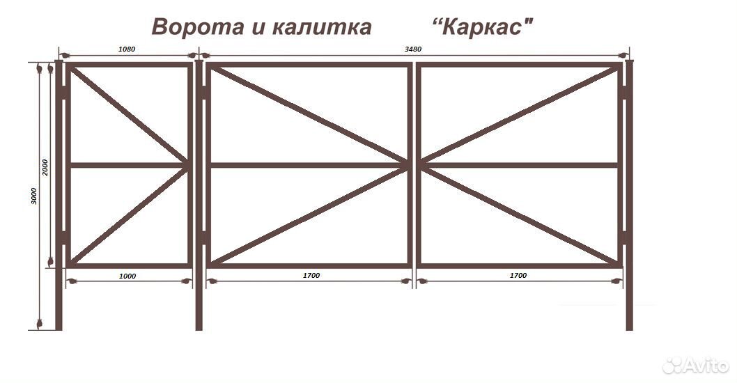 Ворота из профнастила чертежи фото