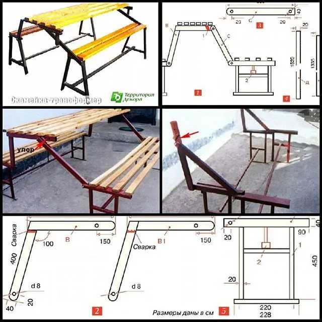 Лавочка своими руками из профильной трубы со спинкой на дачу с чертежами фото пошагово