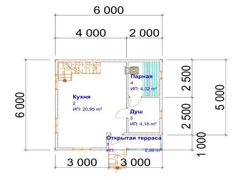 Проект бани 4х8 из пеноблока