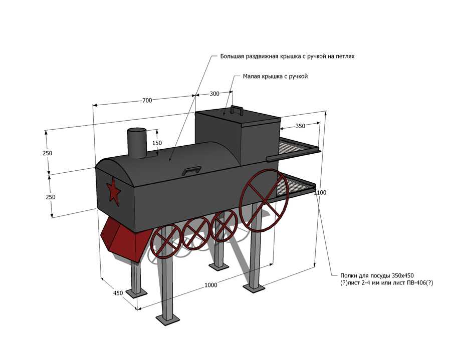 Мангал барбекю коптильня из металла своими руками чертежи