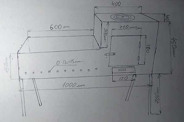 Размер мангала для шашлыка из металла на 10 шампуров чертеж