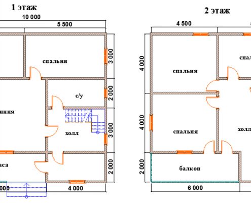 Проекты 2 этажных домов 10х10