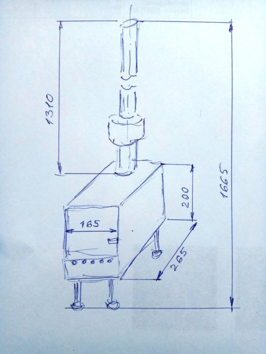 Печка для гаража на дровах чертеж