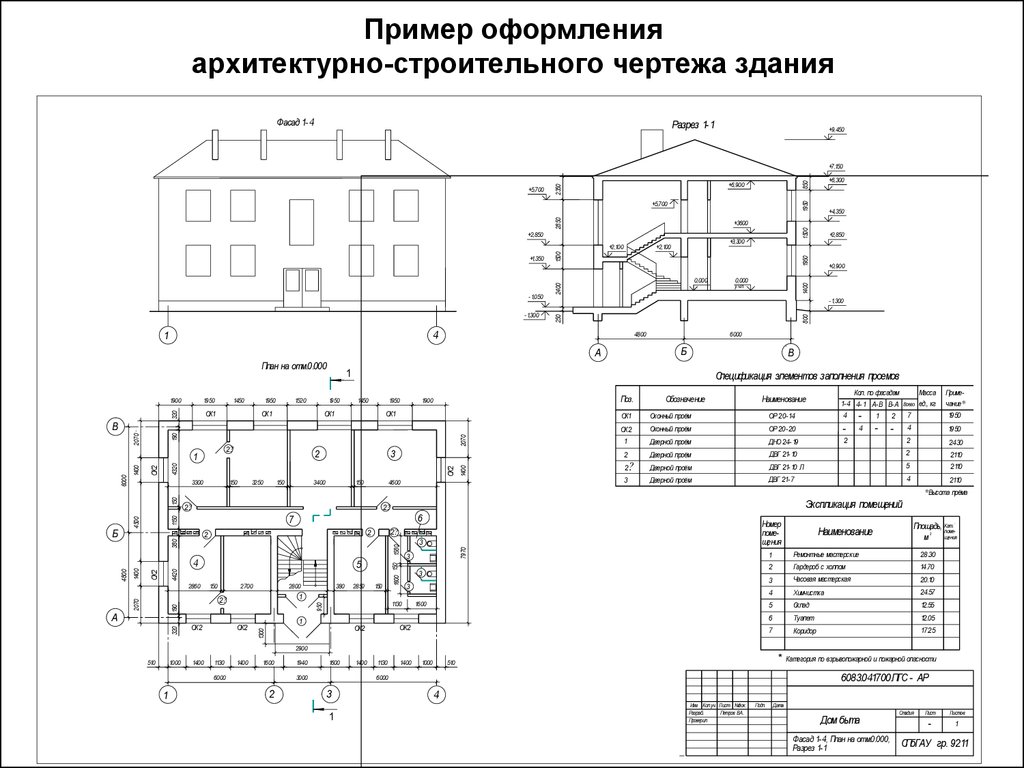 Графическая работа чертеж жилого дома