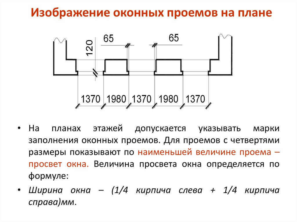 Толщина окна на плане