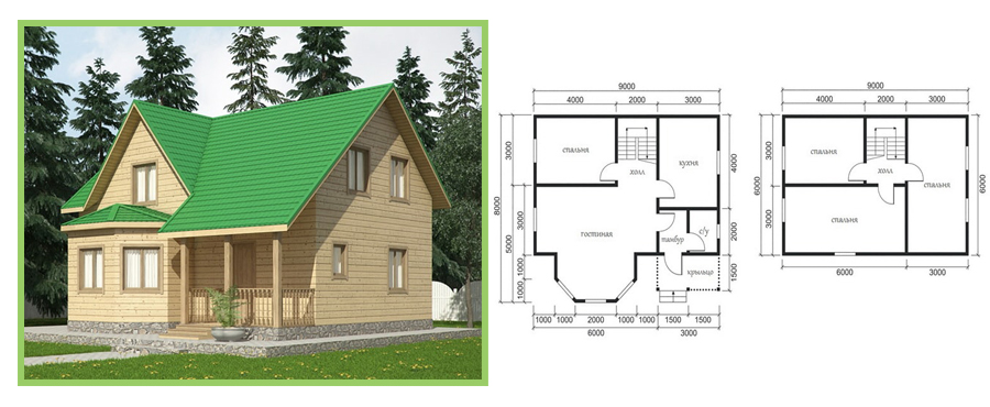 Проект дома из бруса 8 на 10 с мансардой