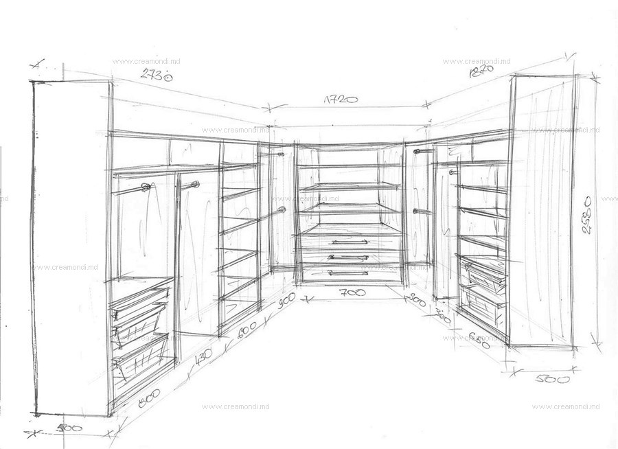 Гардеробная эскиз с размерами