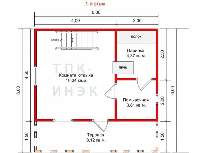 Проект бань из пеноблоков с мансардой