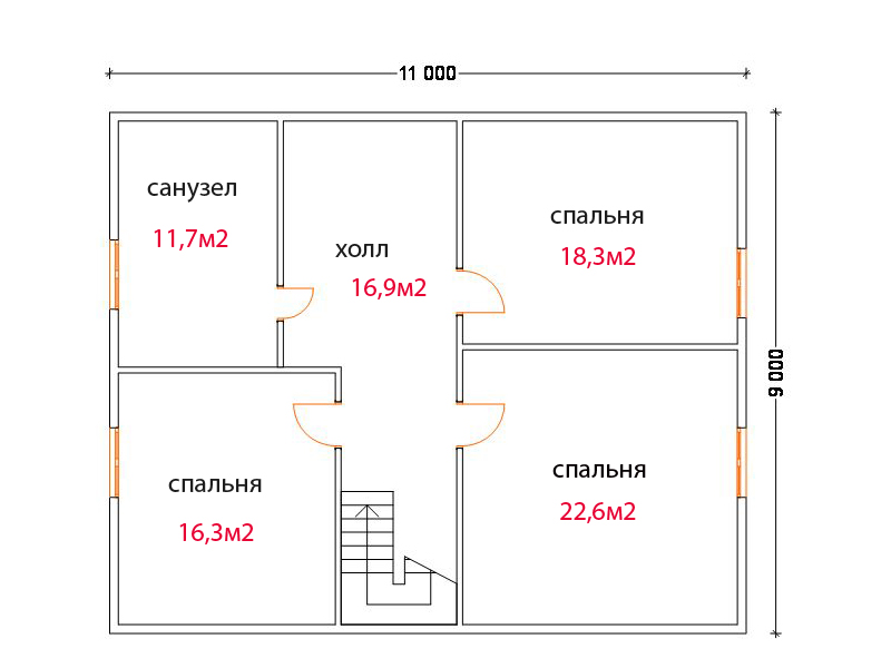 Проект дома 9на 11