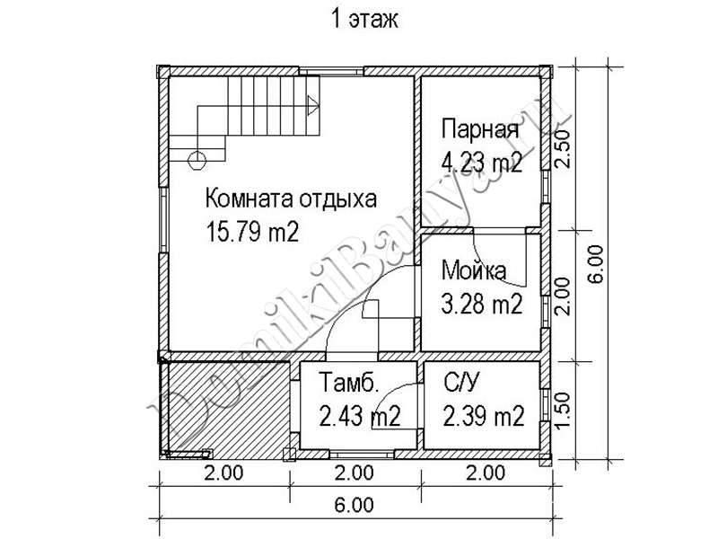 Каркасная баня 6х6 с мансардой проект