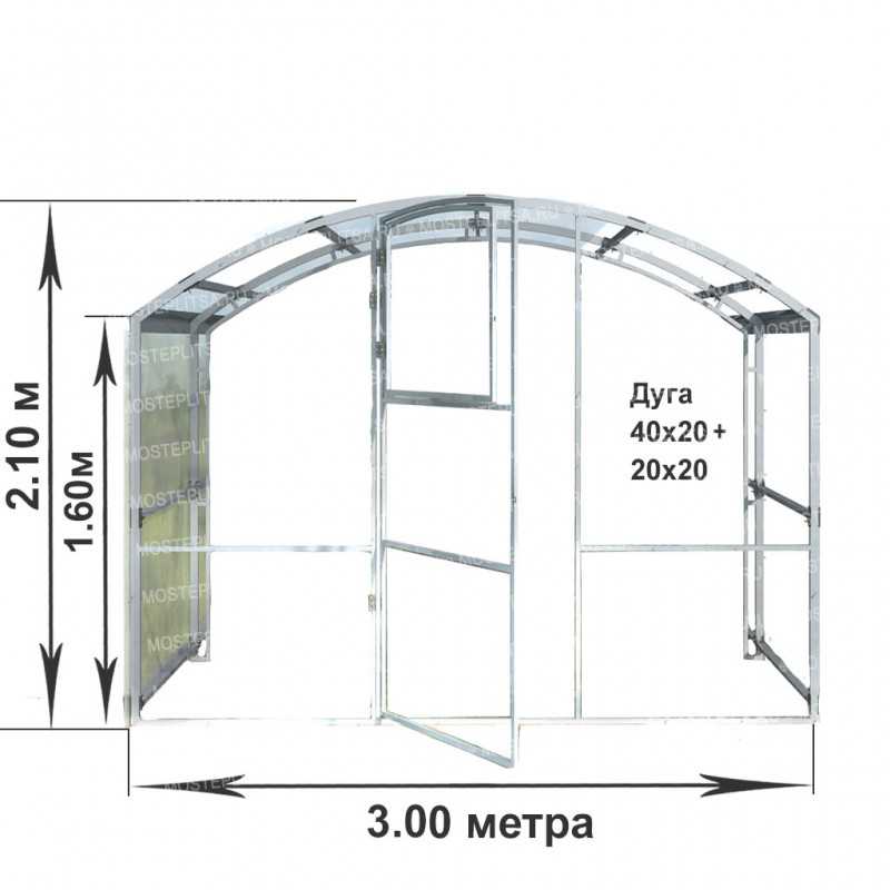 Чертеж теплицы из профильной трубы с размерами