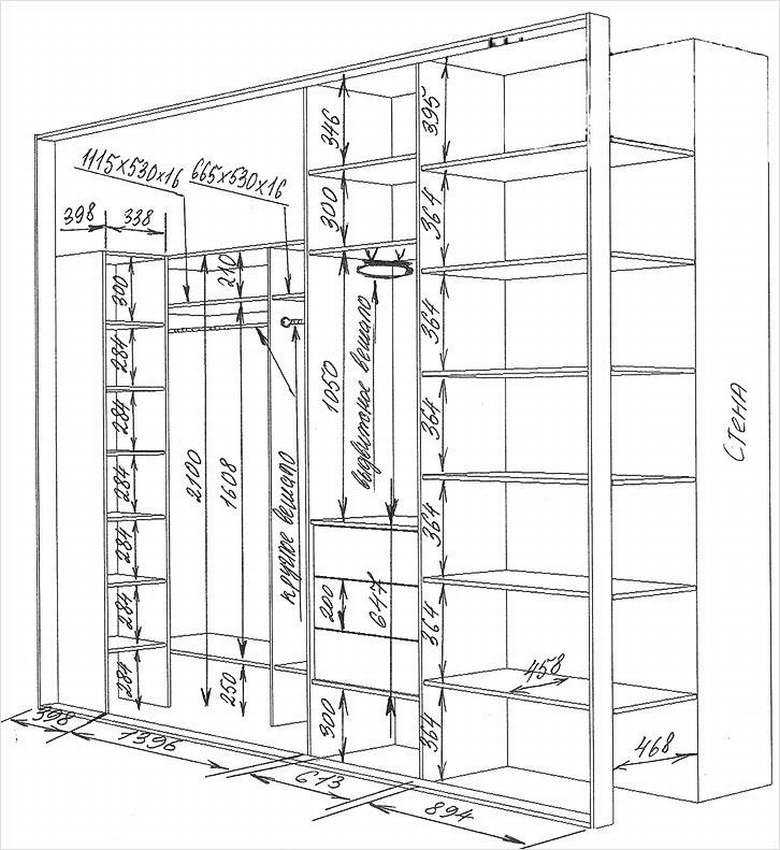 Схемы встроенного шкафа купе