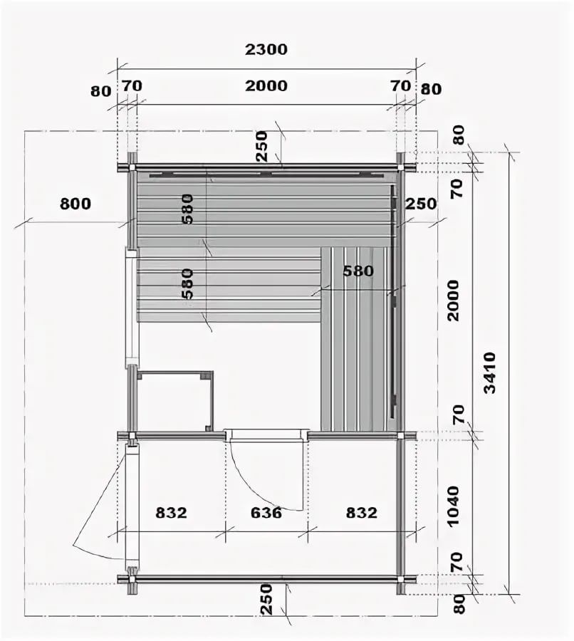 Схема парилки в бане