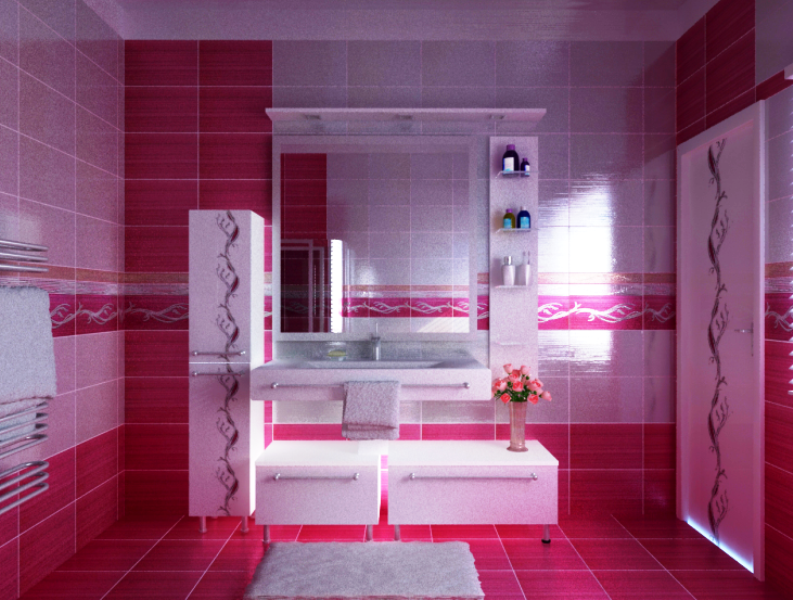 Кафельная плитка для ванной. Розовая плитка для ванной. Розовая кафельная плитка для ванной. Красивая плитка в ванную комнату.