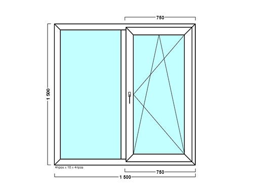 Эскиз трехстворчатого окна пвх