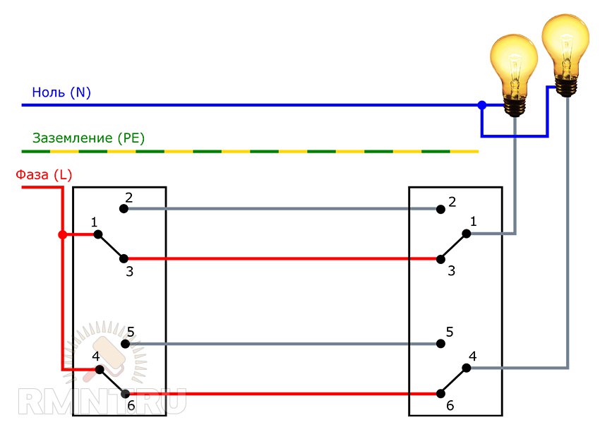 Схема подключения тройного переключателя