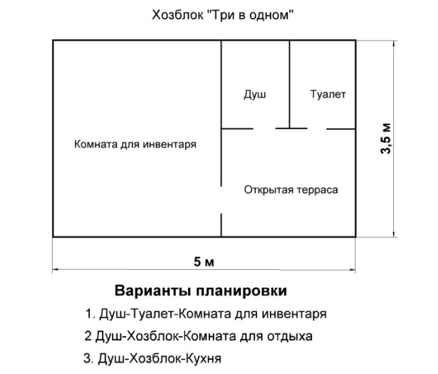 Туалет и хозблок под одной крышей чертеж с размерами