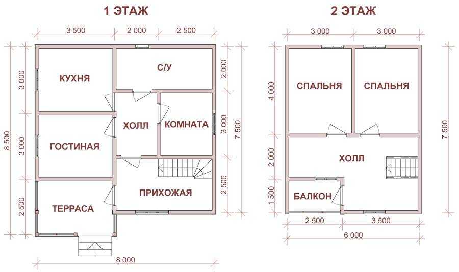 План дома 7 на 8 двухэтажный