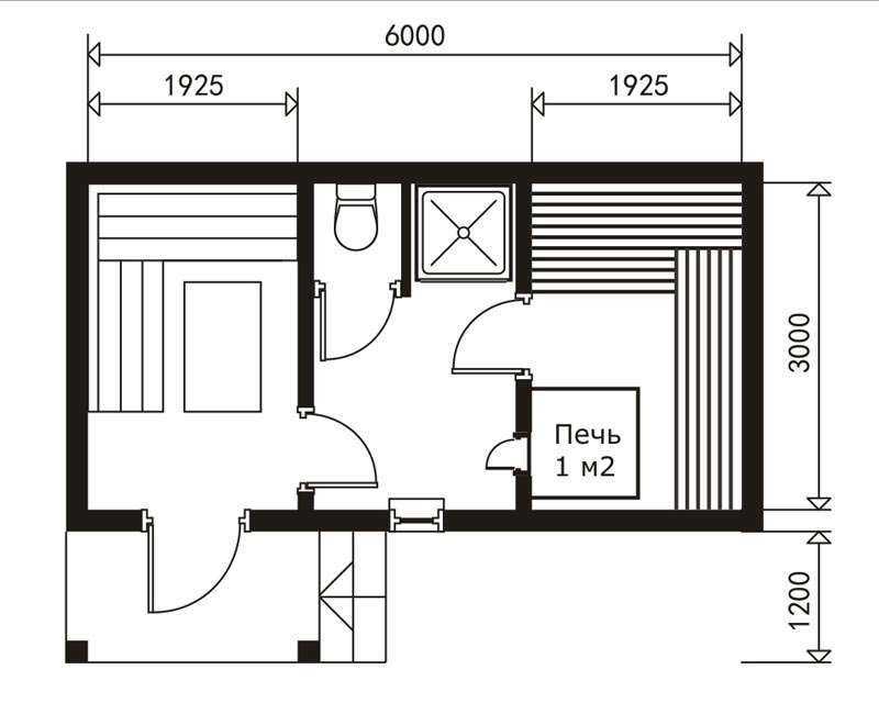 Чертеж бани 4 на 4