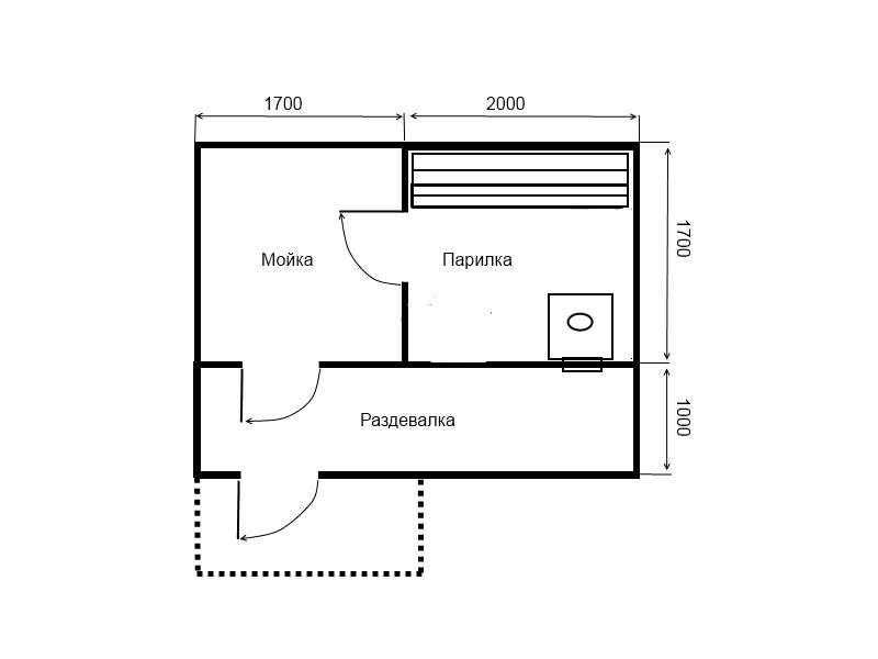 Чертеж бани 4 на 4