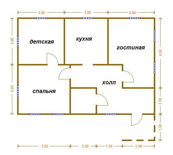 Схема дома 6 на 9 одноэтажный