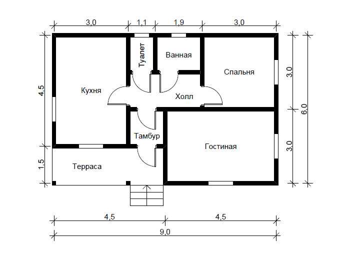 Проект дома 6на9 одноэтажный