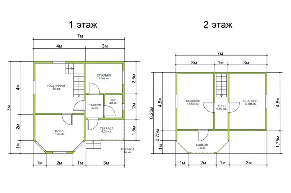 Проект каркасного дома 7х8