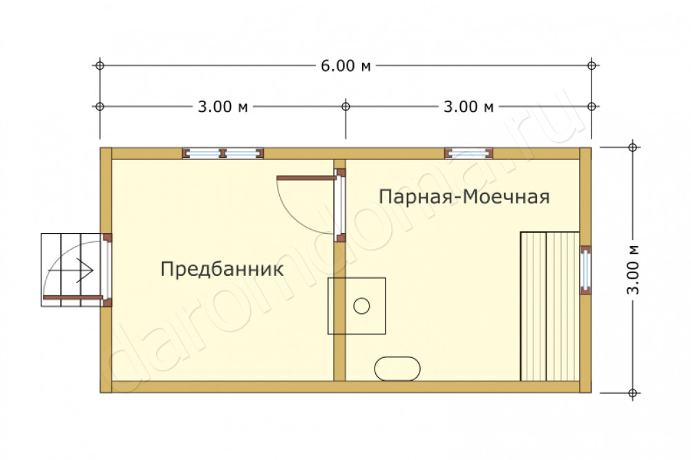 Проект бани 6 3 из бруса проект