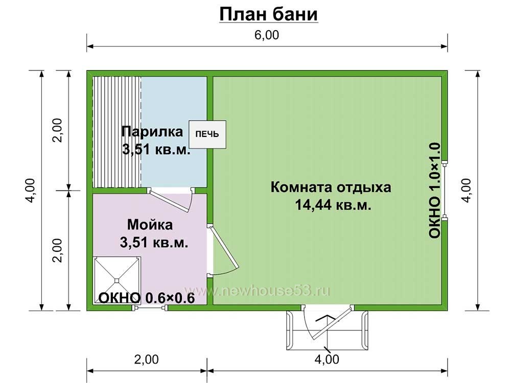 План бани 6 на 4