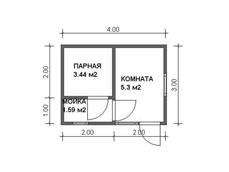 Схема бани с душевой