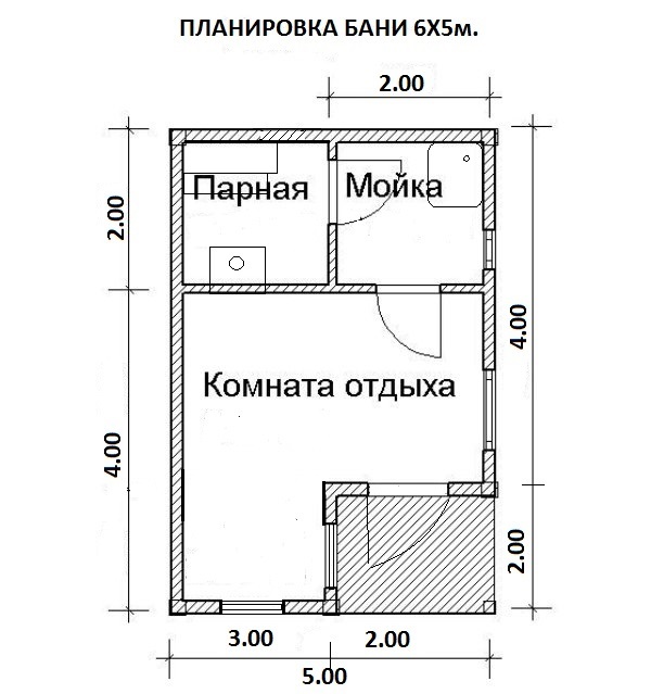 Проект бани 6 на 6 из пеноблоков