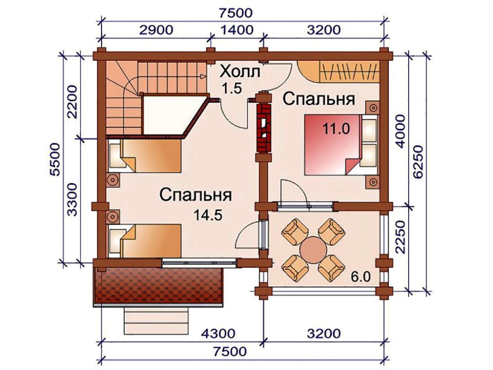 Проект бани 5х6 из бревна