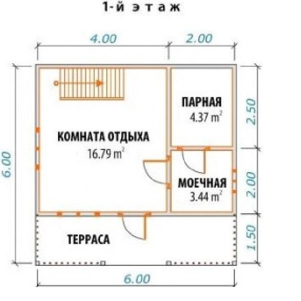 Проект бани 6х6