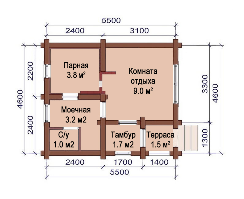 Проект бани 4 5 на 6