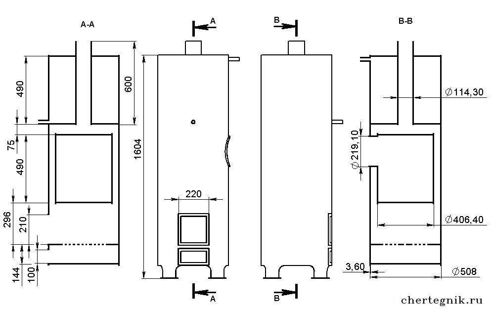 Печь для бани из трубы горизонтальная чертежи