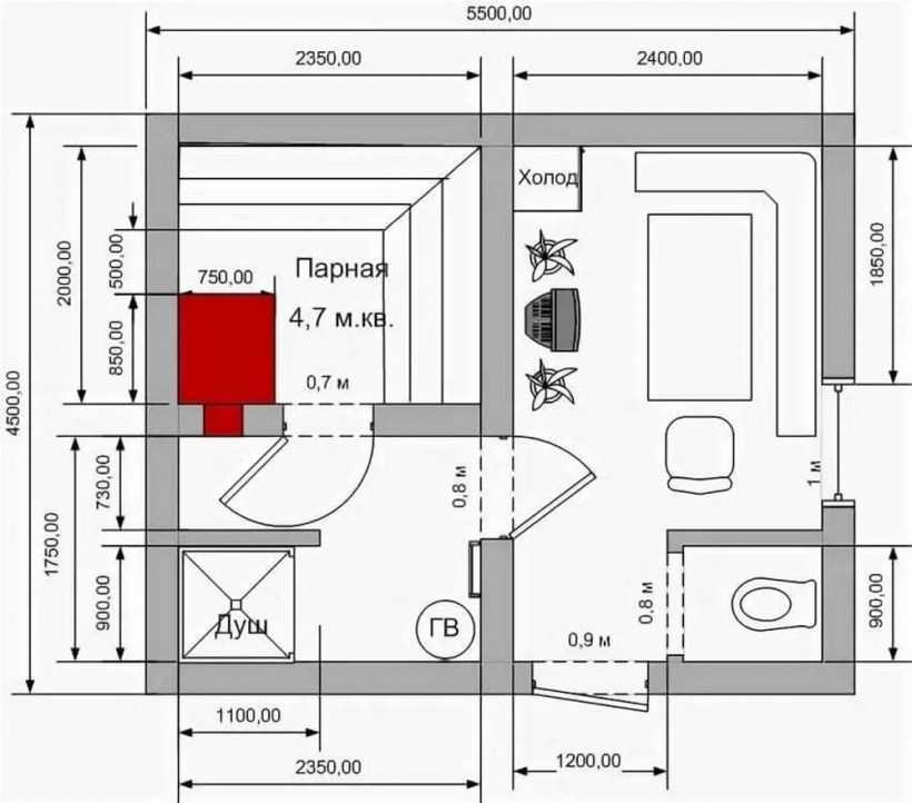 Баня 4х4 с туалетом