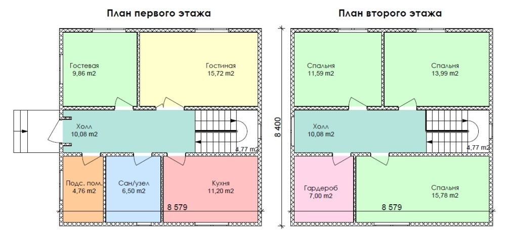 Дом 8на 8 проект 2 этажа