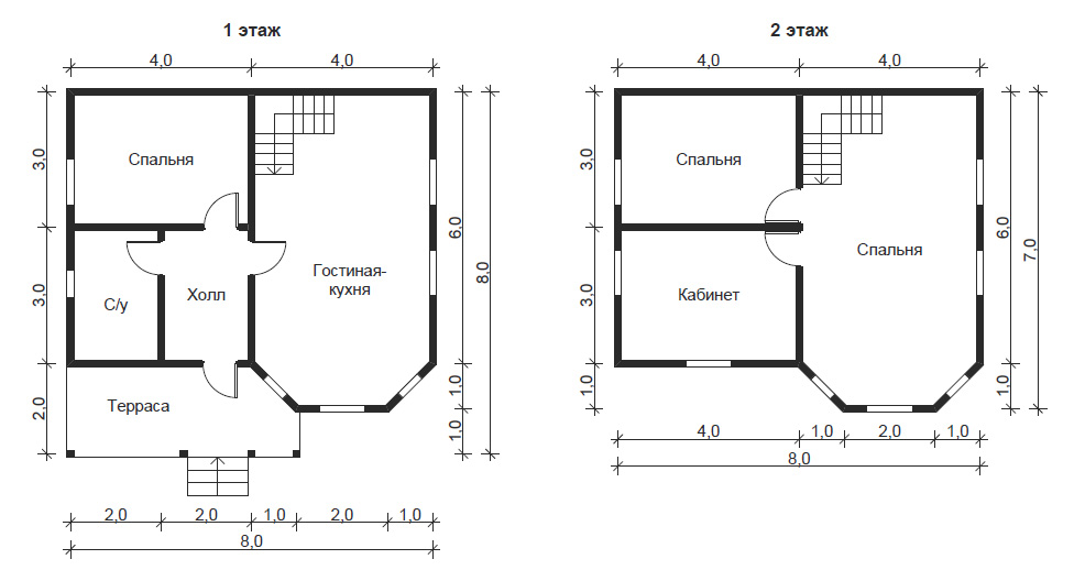 Чертежи домов с мансардой 8на8