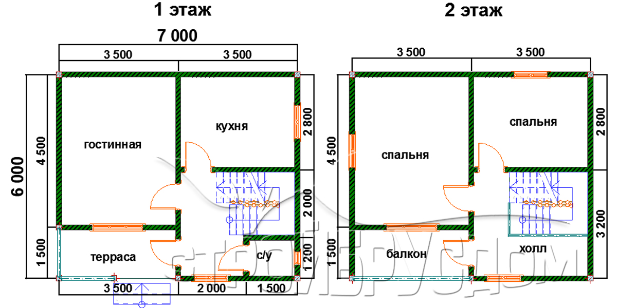 Проект дома 6х7