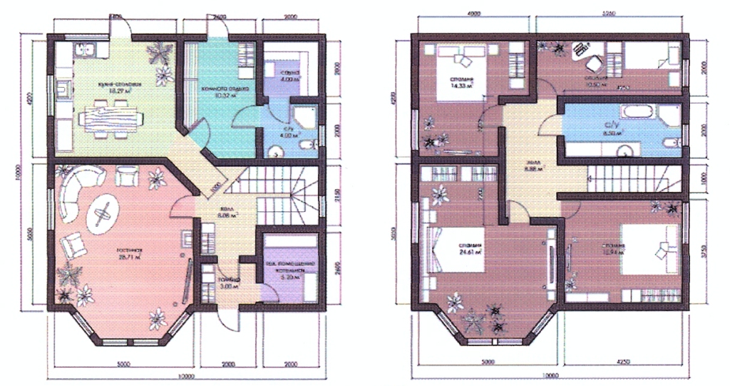 План дома двухэтажного 10х10 проект
