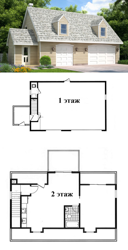 Проекты гаражей с жилой мансардой