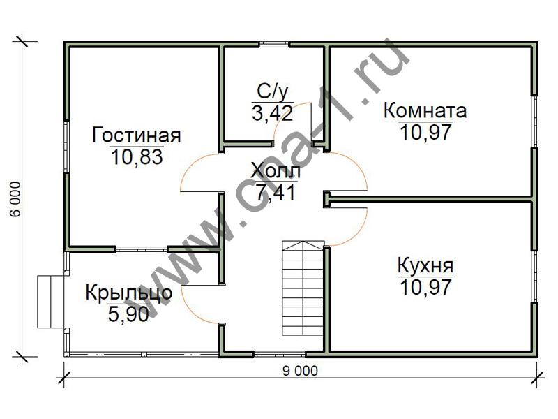 Планировка дома 6 на 9 одноэтажный