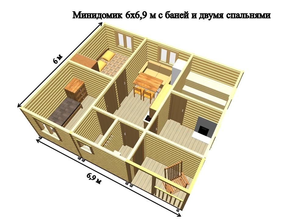 Проект каркасного дома с баней