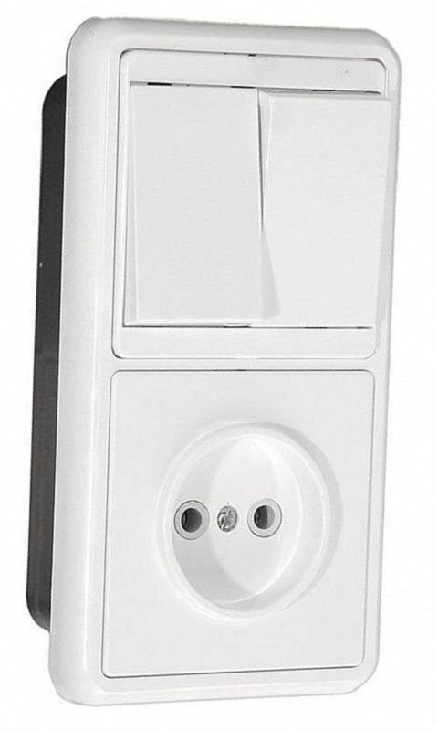 Выключатель двухклавишный с розеткой в одном корпусе: Розетка с ...