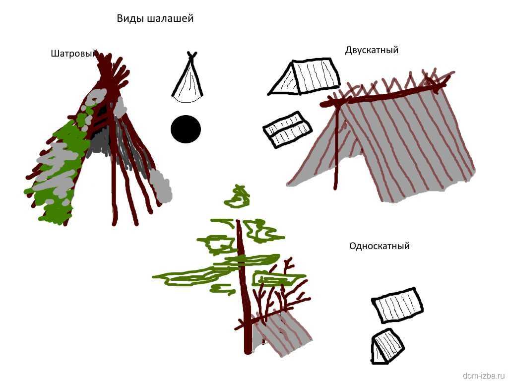 Виды шалашей в лесу в картинках