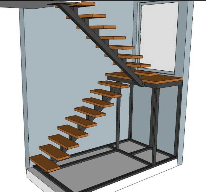 Второй этаж из профильной трубы. Двухмаршевая лестница на металлическом каркасе. Лестница лофт монокосоур. Лестница на монокосоуре из металла. Консольный металлокаркас лестницы шириной 1800мм.