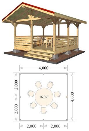 Чертеж мебели для беседки