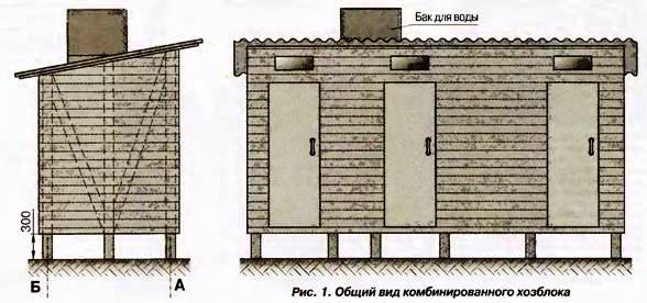 Туалет с хозблоком для дачи своими руками чертежи деревянный