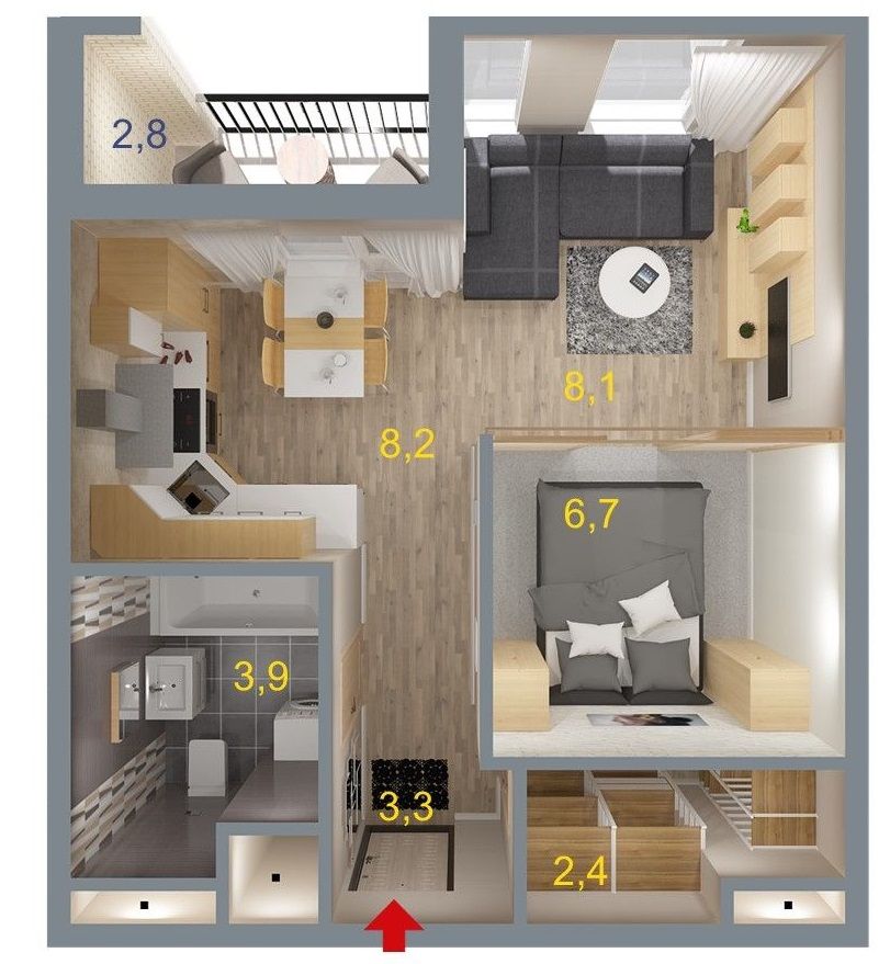 План квартиры 32 кв м